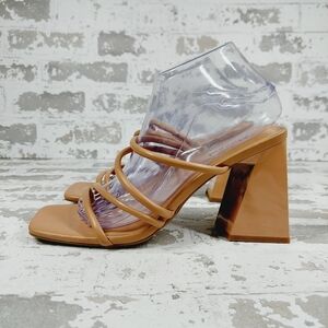 New Abound Austyn Brown Tubular Strap Block Heel Sandals X383